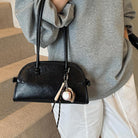 Bowling Bag Purse Retro PU Leather Bowler Bags with Charm Shoulder Handbag Vintage Elegant Purses for Women Girls