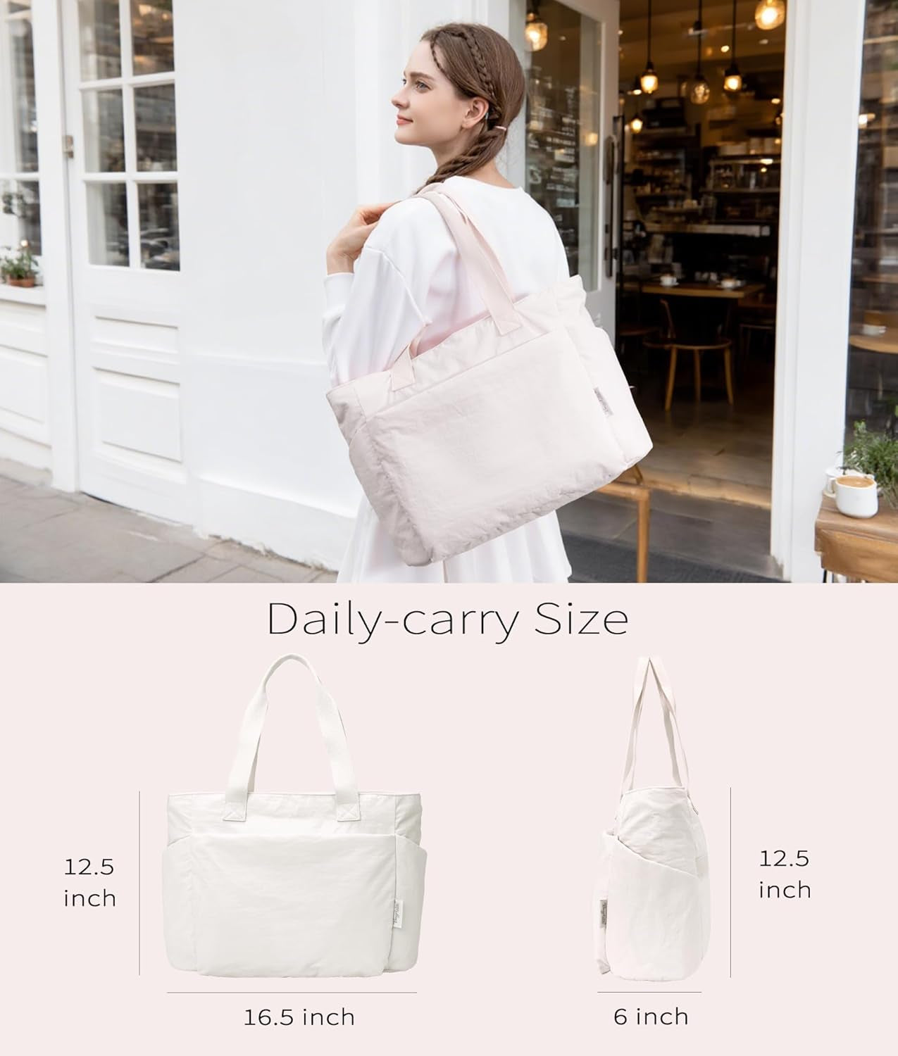 Work Tote Bags for Women, Lightweight Gym Tote with Zipper, Quilted Nurse Bag for Travel