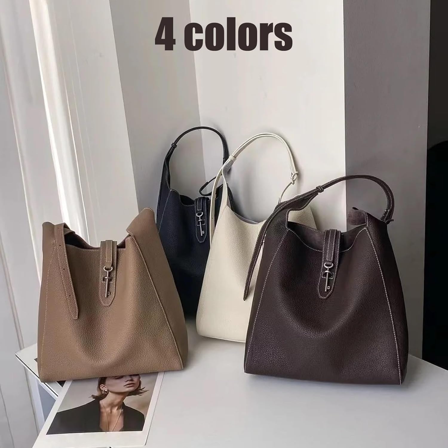 Trendy Bucket Bags for Women 2025, Vegan Leather Crossbody Elegant Retro Large Capacity Adjustable Shoulder Strap