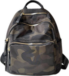 Women Nylon Medium Backpack Anti-Theft Fashion Casual Lightweight Travel Shoulder Bag Tote Bag (Camo)