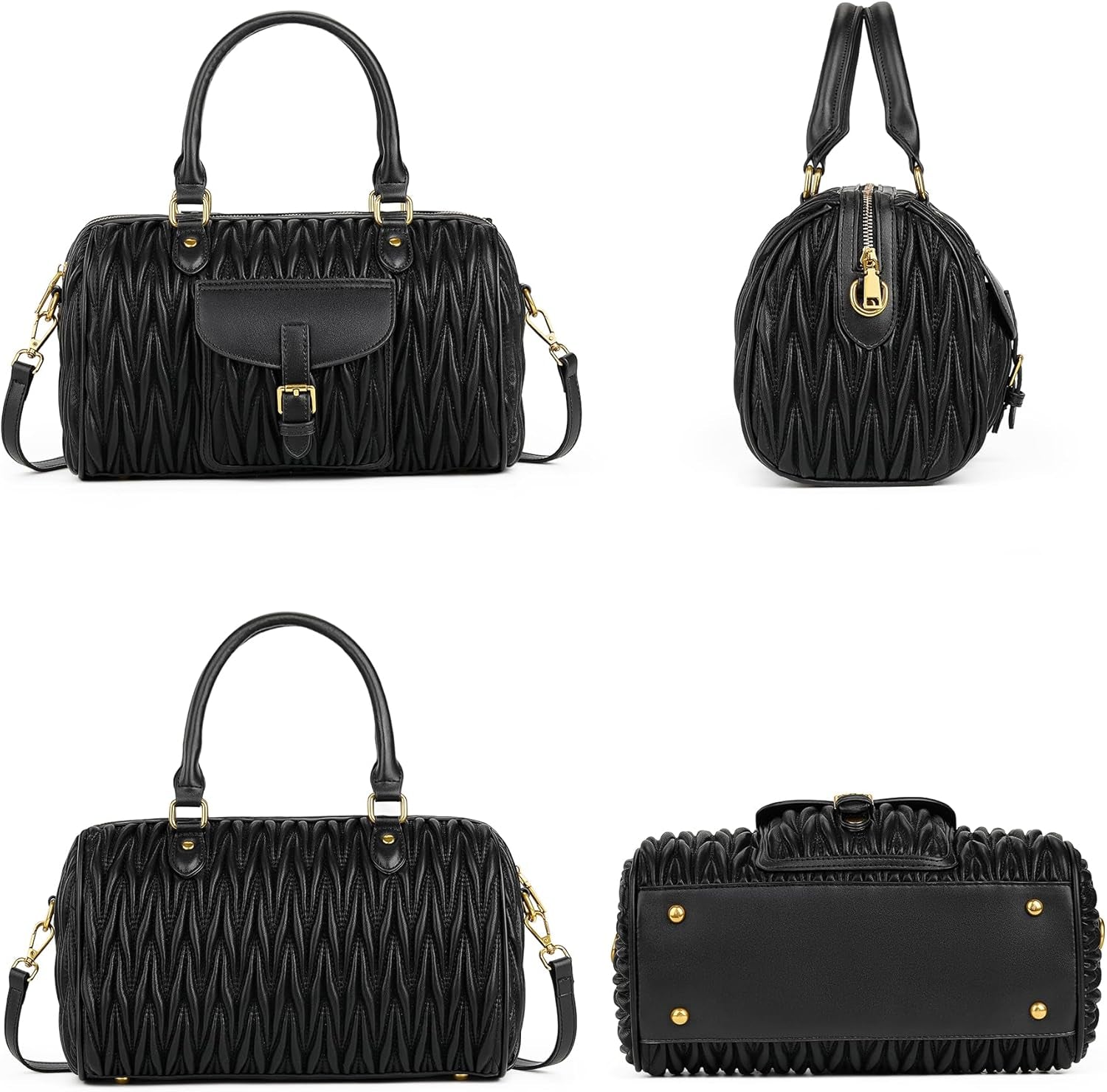 TIBES Vintage Barrel Bag for Women - Vegan Leather Purses and Handbags Satchel Bags for Women, Ladies Top Handle Handbags