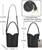Bucket Bag for Women Vegan Leather Handbags with Removable Strap Small Shoulder Purse Crossbody Totes Bags