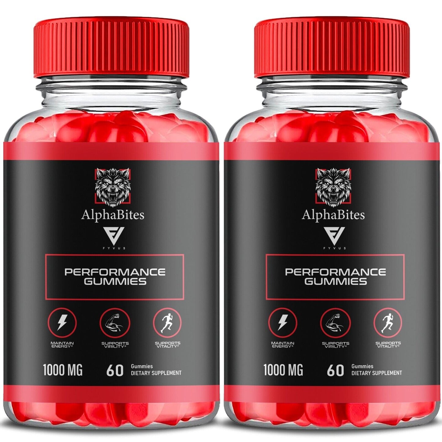 (2 Pack) Alpha Bites Male Performance Gummies, Alpha Bites for Men (120 Gummies)