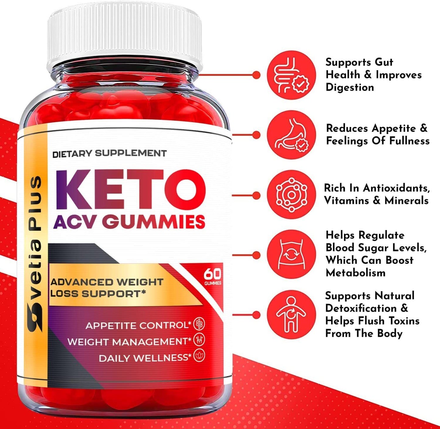 (1 Pack) Vetia plus Keto Gummies - Vetia plus Keto ACV Gummies Weight Loss - 60