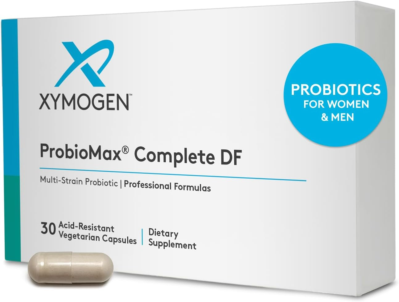 XYMOGEN Probiomax Daily 100B - 100 Billion CFU Probiotic Supplement - Dairy Free Probiotics with Lactobacillus Acidophilus + Bifidobacterium Lactis - Formerly Probiomax DF (30 Acid Resistant Capsules)