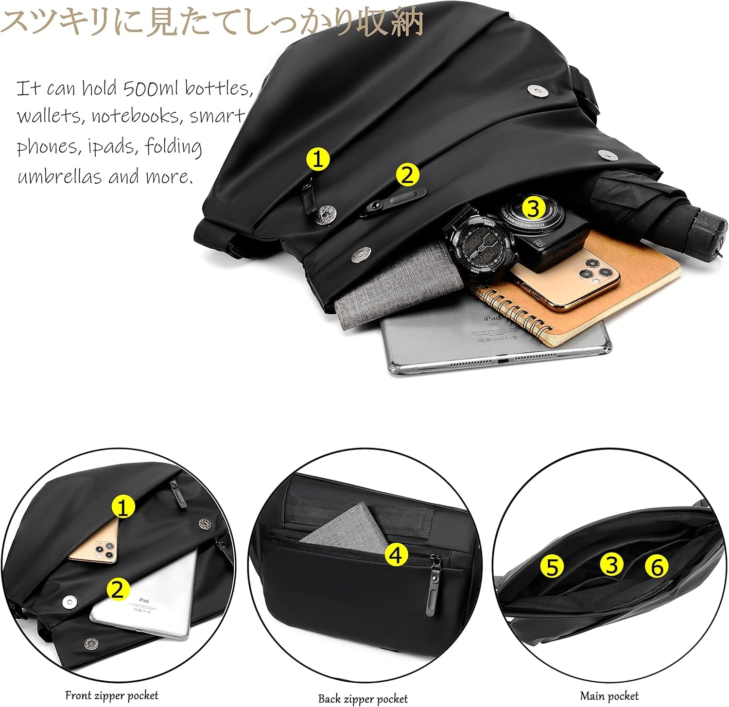 FSD.WG Cross-Body Bag Shoulder Bag Sling Backpack and Crossbody Bags for Men Fit 12" Ipad Casual Daypack