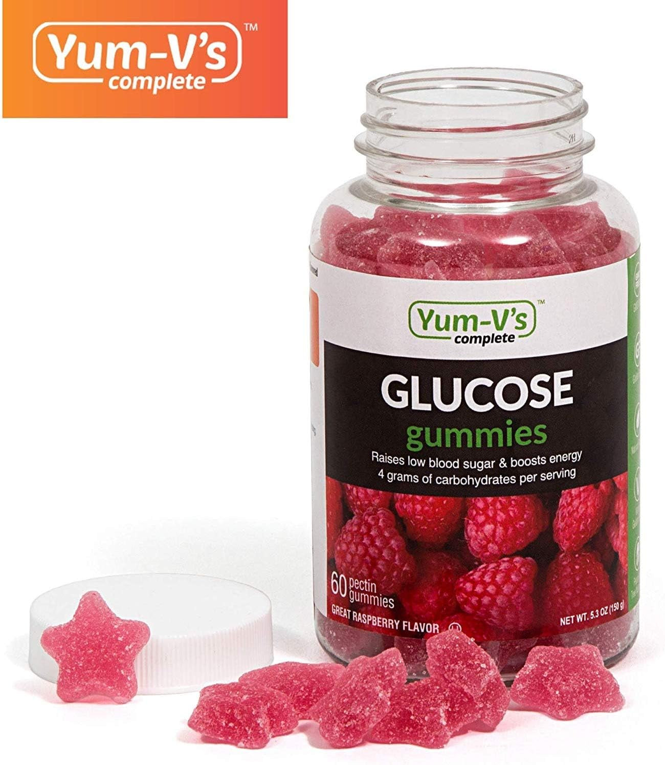 Yumvs Complete Glucose Gummies, Orange Flavor, (60 Ct); Chewable Nutritional Supplement for Men and Women, Vegan, Gluten Free, Kosher, Halal