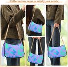 Blue Turquoise Butterflies Purple Aesthetic Shoulder Bag for Women Classic Purse Hobo Totes Colorful Tote Handbags Zipper Closure
