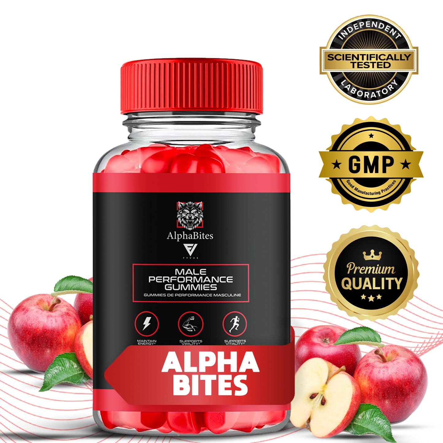 (2 Pack) Alpha Bites Male Performance Gummies, Alpha Bites for Men (120 Gummies)