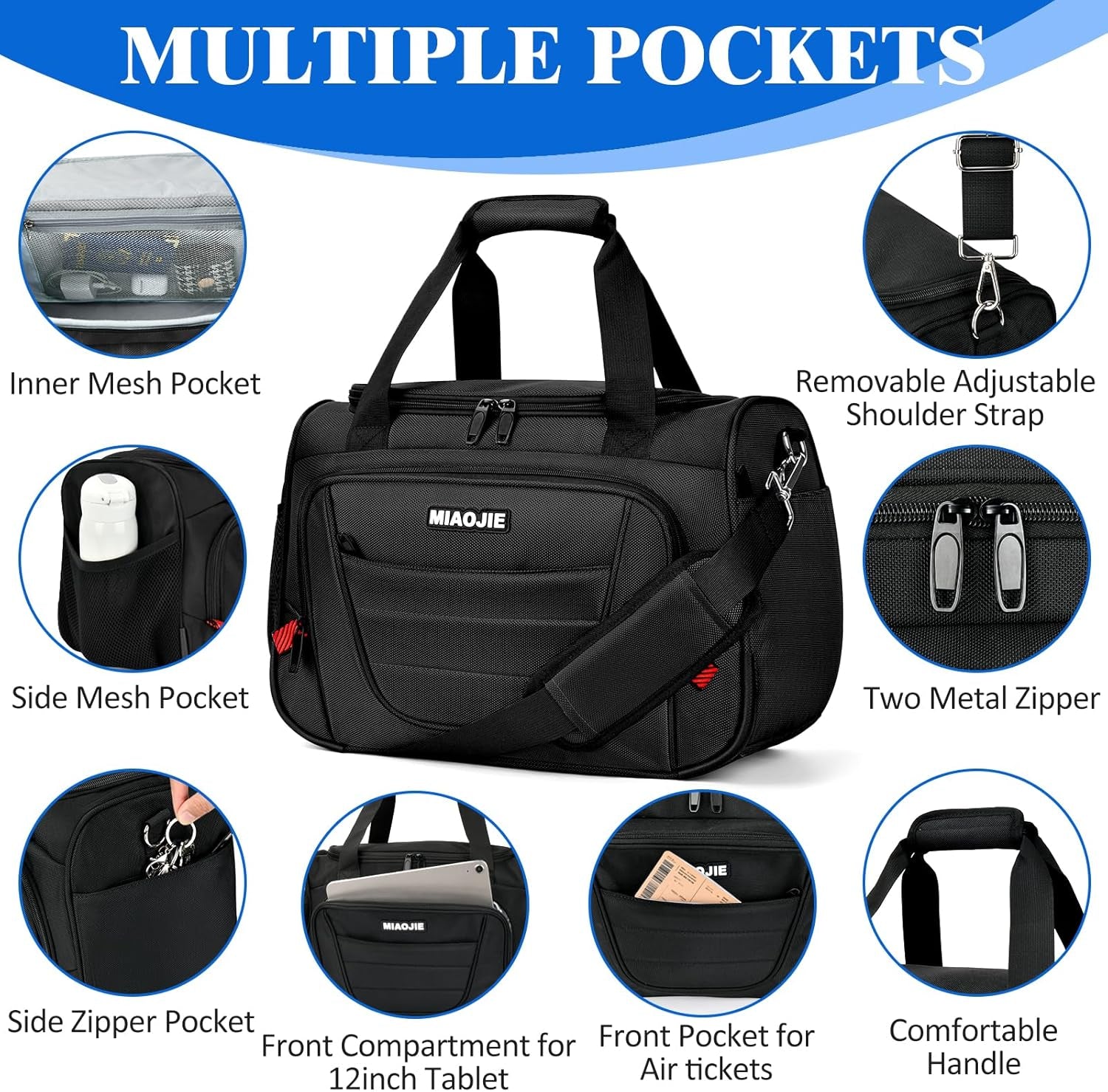 Underseat Carry on Luggage Bag Airplanes Personal Item Bag, Weekender Overnight Gym Tote Bag Travel Duffel Bags for Men Women