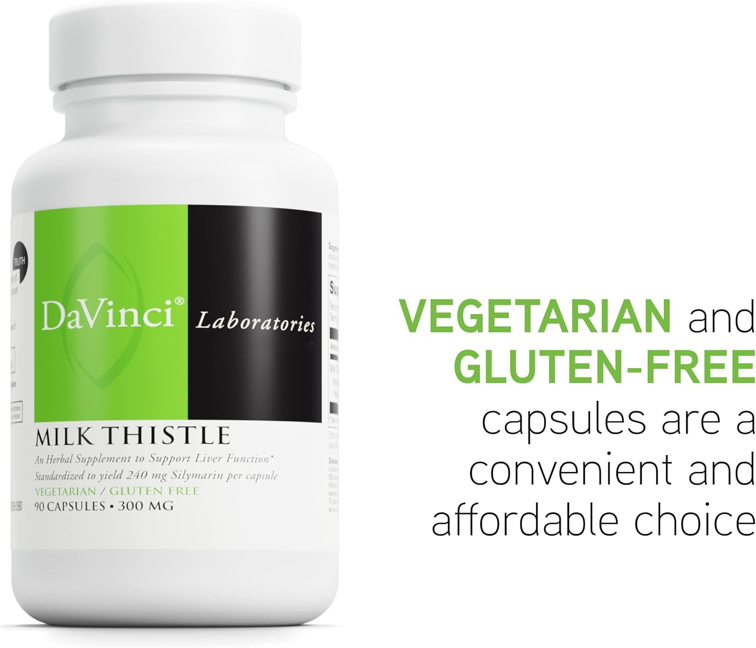 DAVINCI Labs Milk Thistle - Dietary Supplement to Support Liver Detoxification and Function, Kidney Health and Healthy Digestion* - with Milk Thistle and More - Gluten-Free - 90 Vegetarian Capsules
