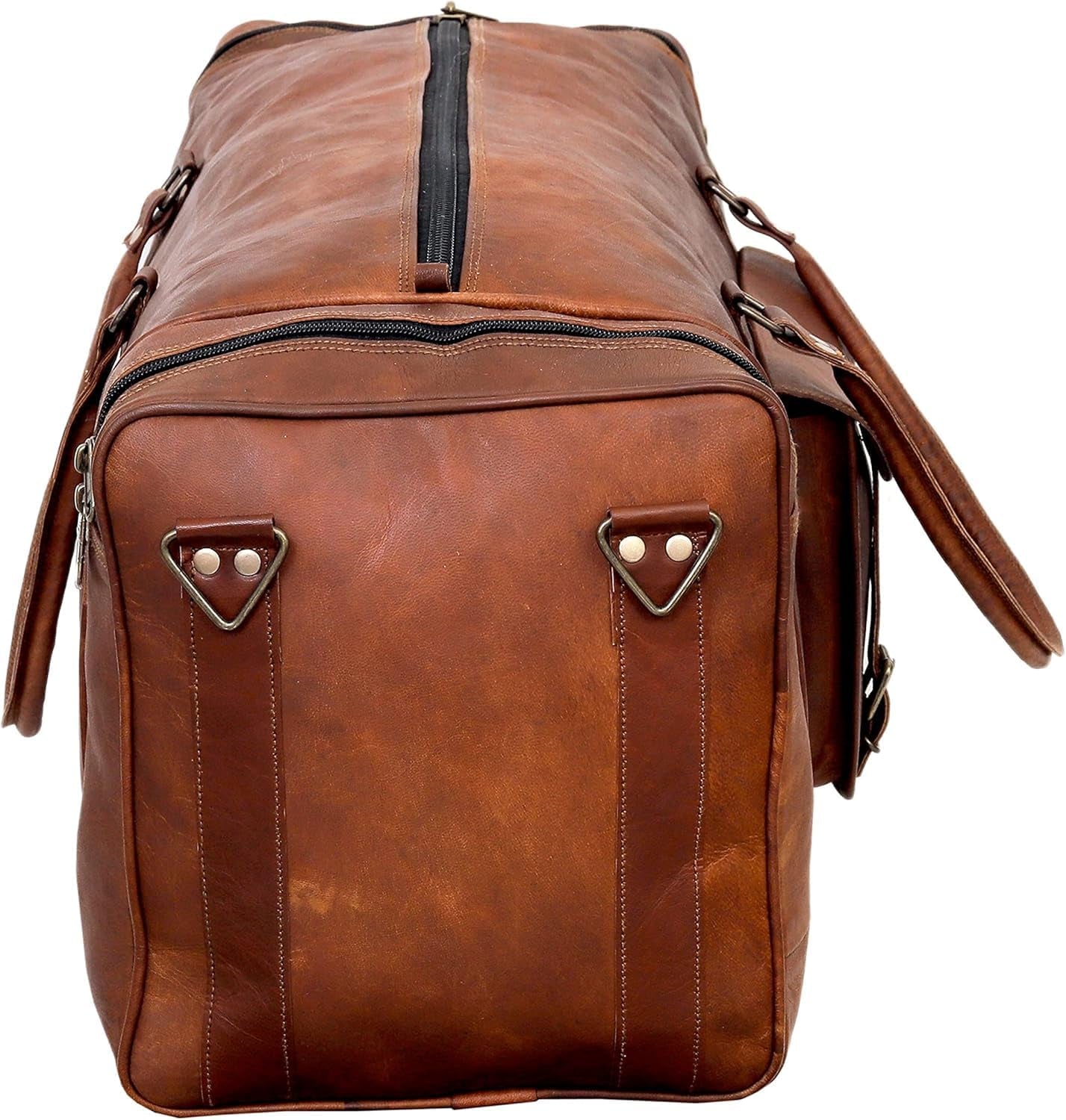 Leather Duffle Bag for Men Luggage Handmade Travel Bag Carry on Luggage Weekender Bags Overnight Gym Sports Cabin Holdall Bag for Airplanes Men and Women (34 Inch Brown)