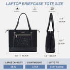 VANKEAN Laptop Bag for Women, 15.6 Inch Work Bag Waterproof Computer Shoulder Bag with USB Port, Large Tote Bag for Work Business Travel, Quilted Black