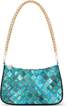 Shoulder Bags for Women Turquoise Blue Hobo Tote Handbag Small Clutch Purse with Zipper Closure