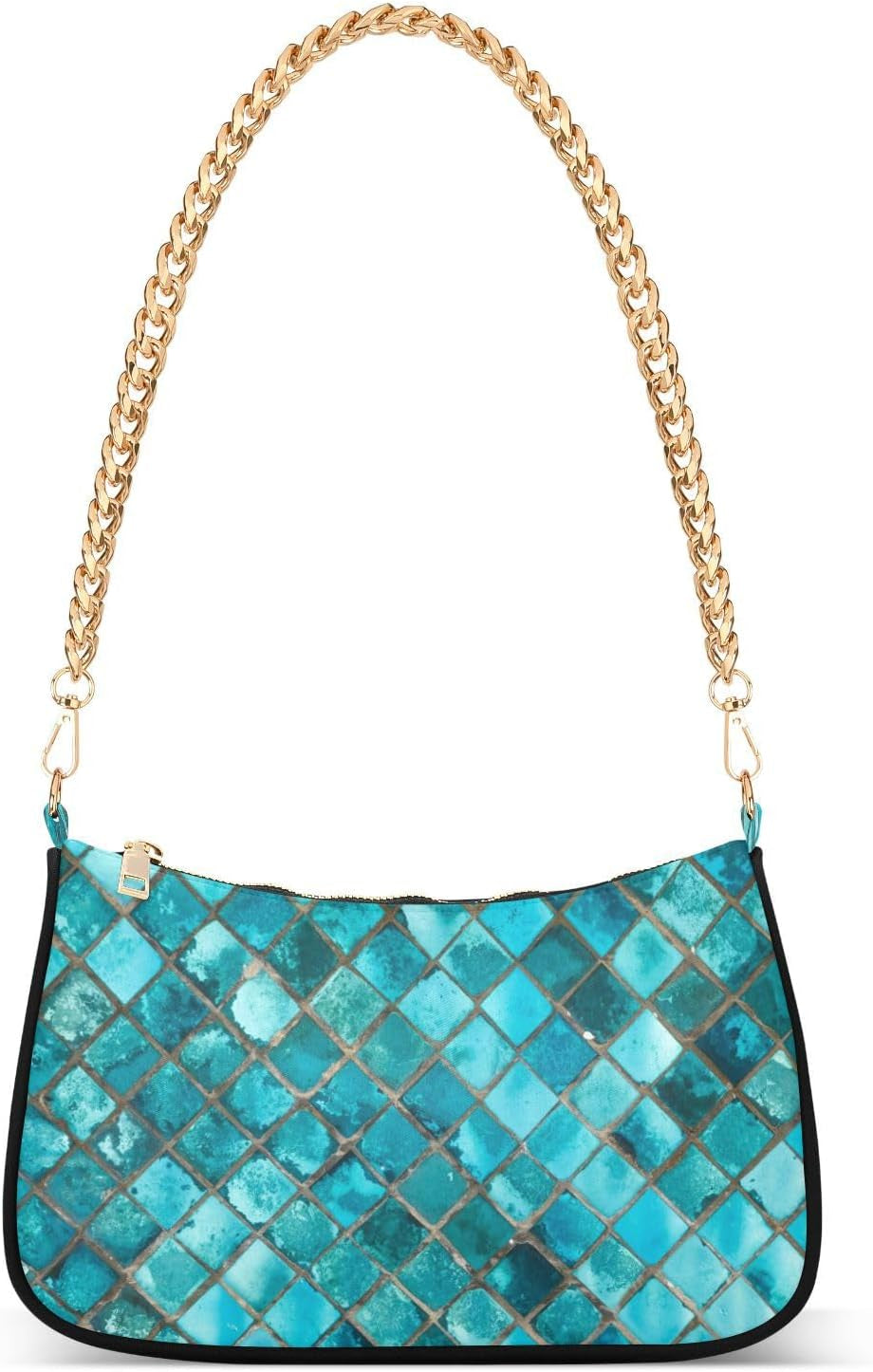 Shoulder Bags for Women Turquoise Blue Hobo Tote Handbag Small Clutch Purse with Zipper Closure