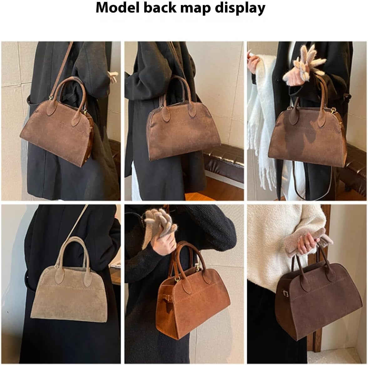Women'S Suede Purse Vintage Top Handle Bag,Large Capacity Suede Tote Bags,Adjustable Strap Daily Sling Bag