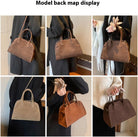 Women'S Suede Purse Vintage Top Handle Bag,Large Capacity Suede Tote Bags,Adjustable Strap Daily Sling Bag