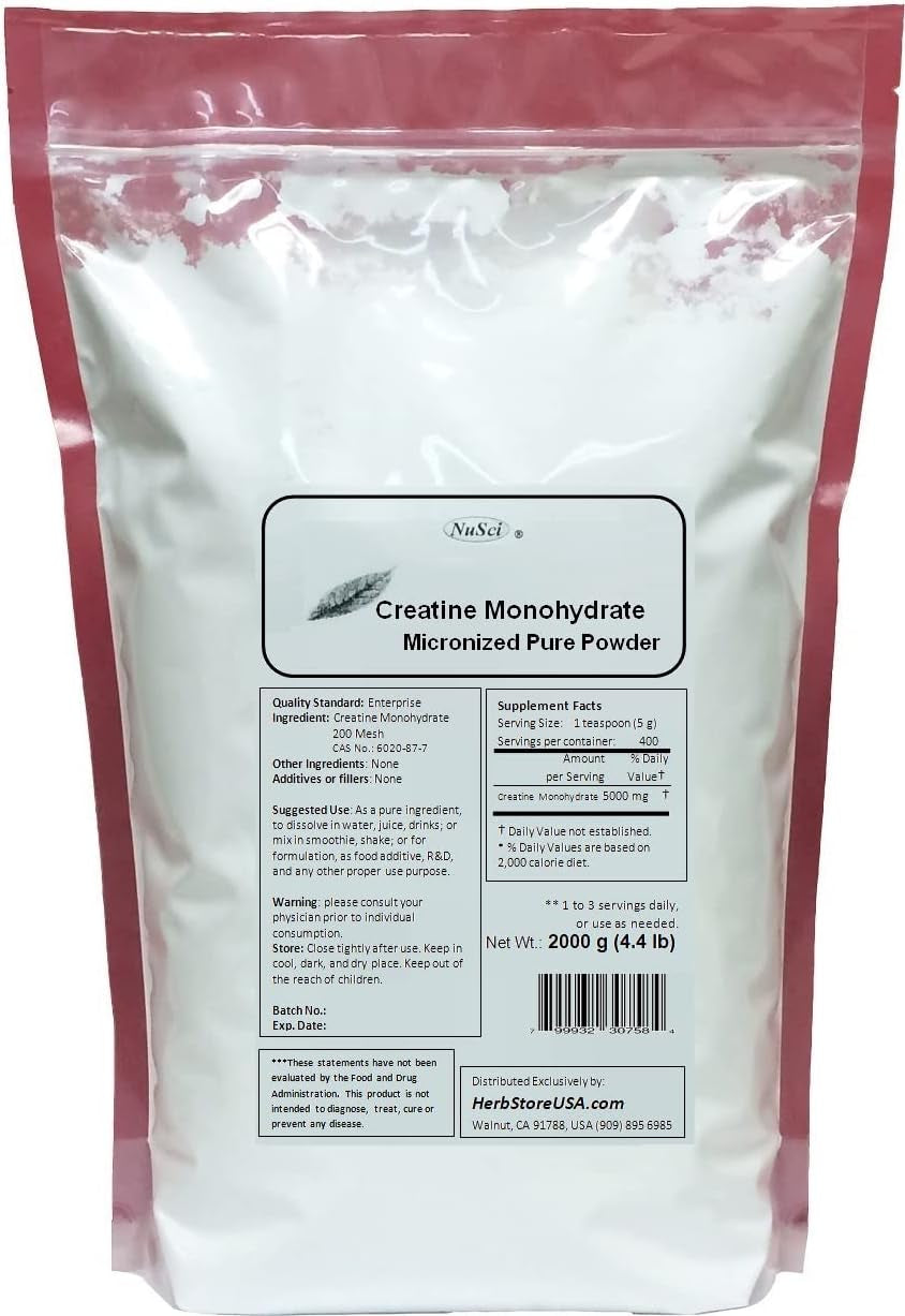 Pure Creatine Monohydrate Micronized Powder (500 Grams (1.1 Lb))