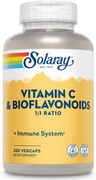 SOLARAY Vitamin C 500Mg with Citrus Bioflavonoids, 1:1 Ratio - Antioxidant and Immune Support Supplement - Vitamin C with Rose HIPS and Acerola, Vegan, 60-Day Guarantee, 125 Servings, 250 Vegcaps