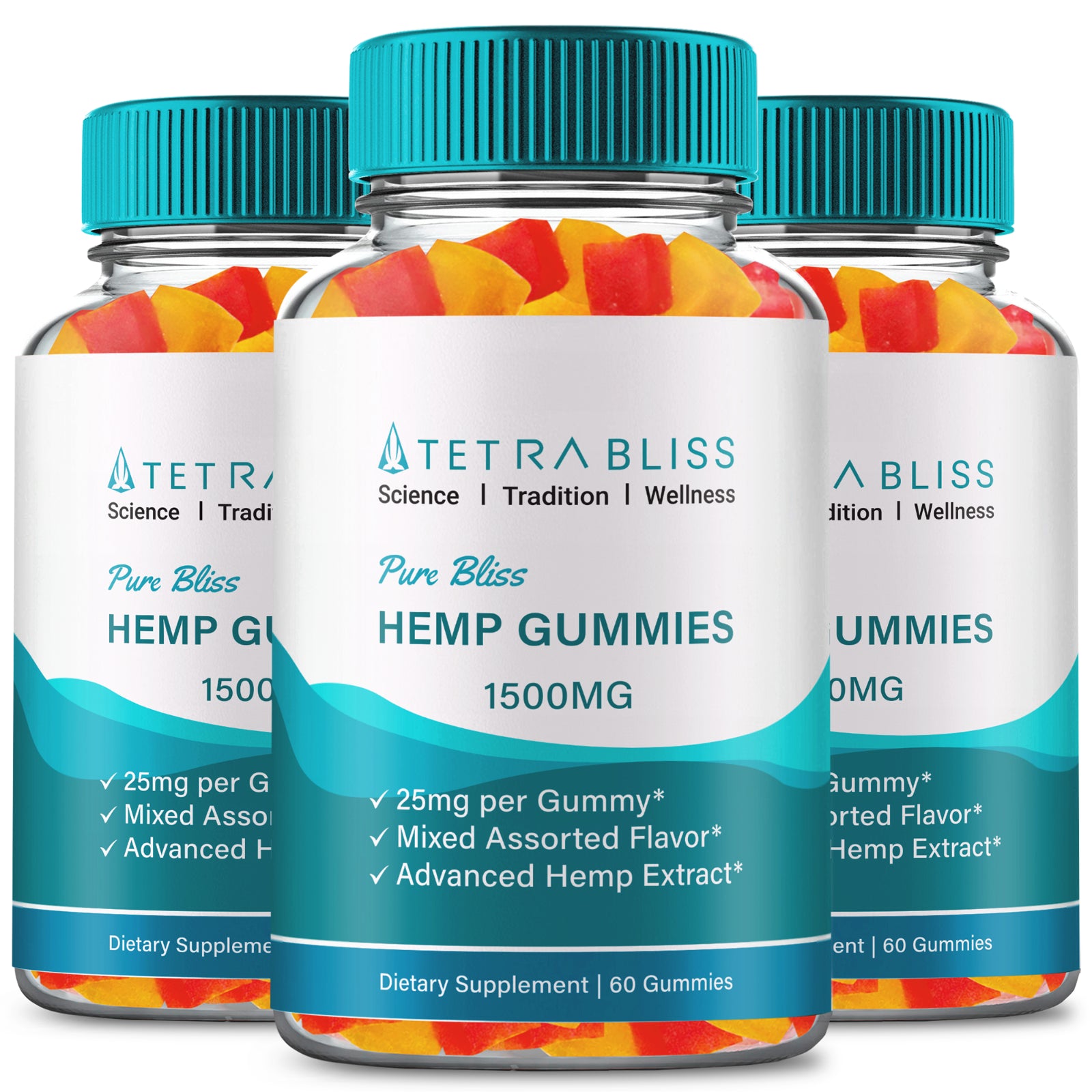 Tetra Bliss Gummies, Tetrabliss Gummy for Overall Health & Wellness (3 Pack)