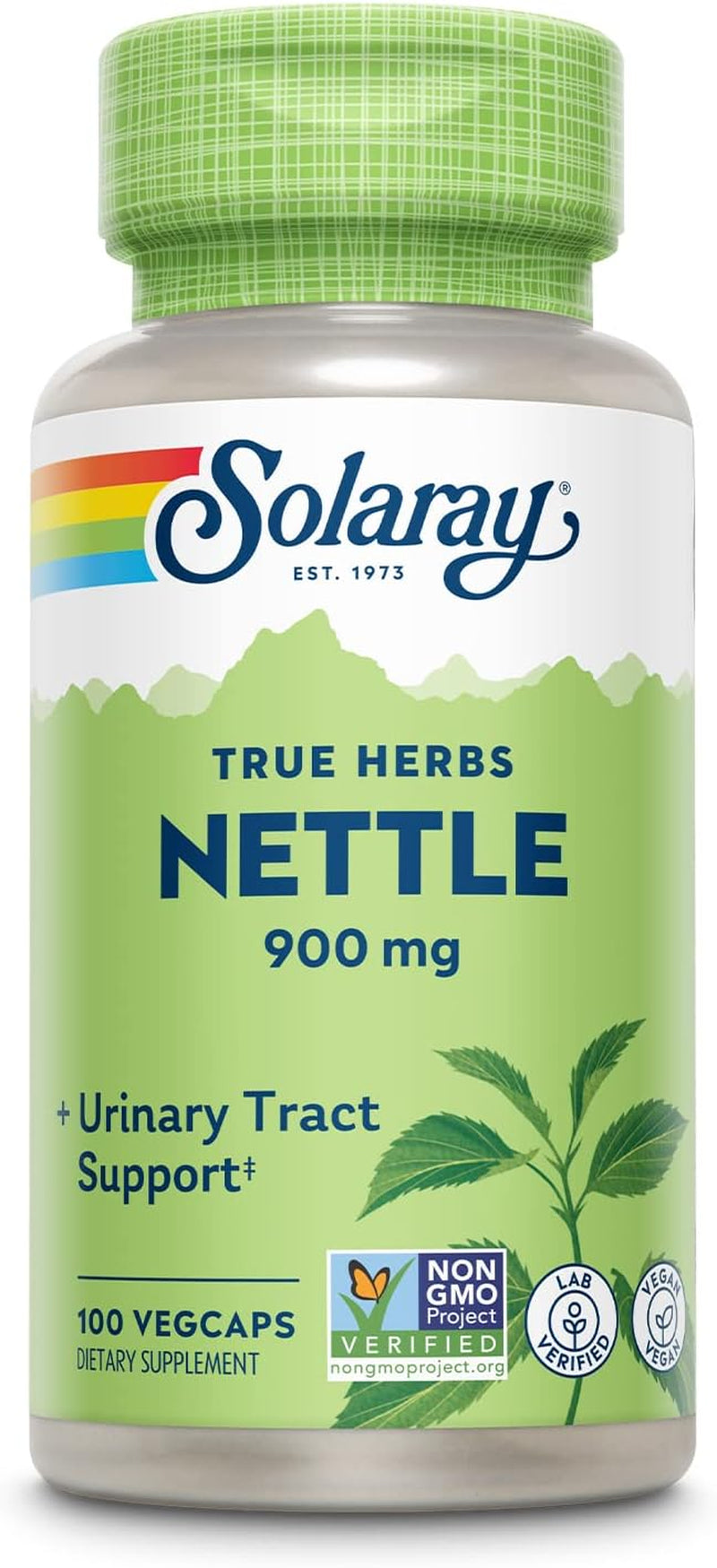 SOLARAY Nettle Leaf 900 Mg, Vegan Supplement for Urinary Health and Kidney Support, Prostate Health and Respiratory Wellness, Non-Gmo, 60 Day Money Back Guarantee 50 Servings, 100 Vegcaps