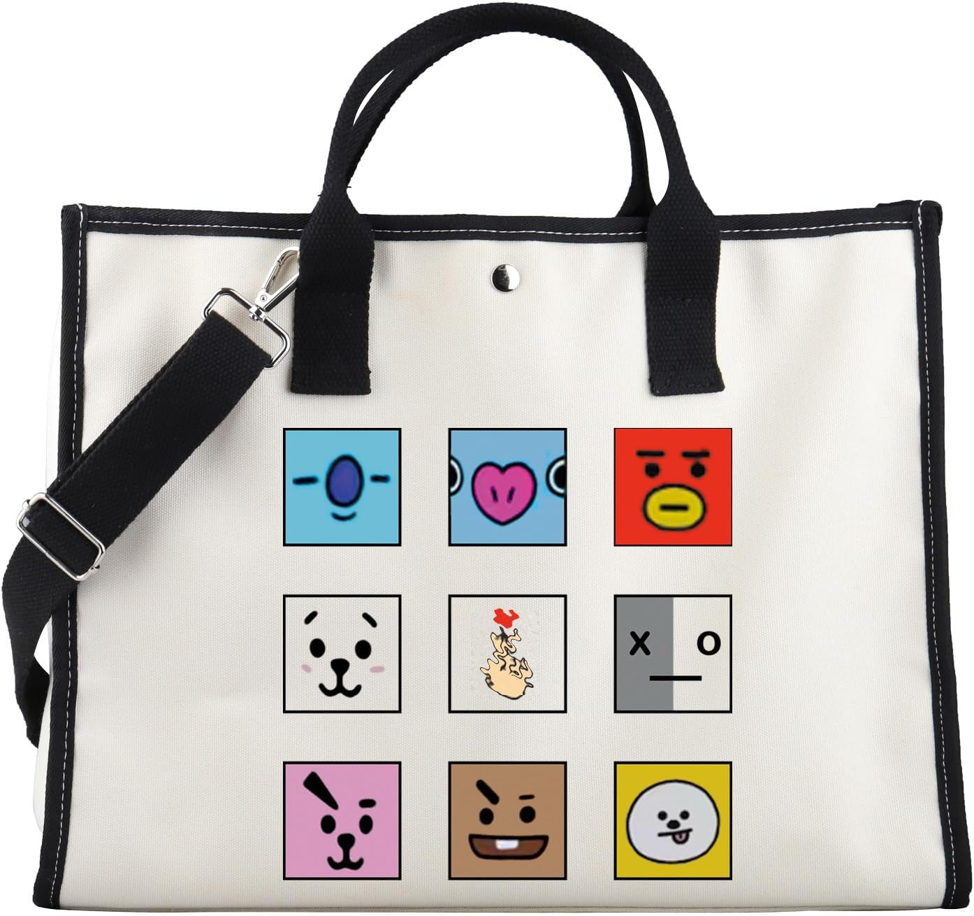 Korean Characters Tote Bag Army Boys Gift Purple Whale Tote Korean Inspired Shoulder Bag Army Members Fans Merch