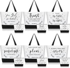 12 Pcs Christian Canvas Tote Bags with Religious Makeup Bags for Women Inspirational Gifts for Xmas Women Mothers Church Teacher Birthday