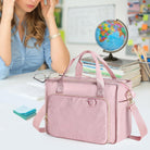 Teacher Tote Bag for Women, Work Tote Bag with Pocket for College and Office, Pink