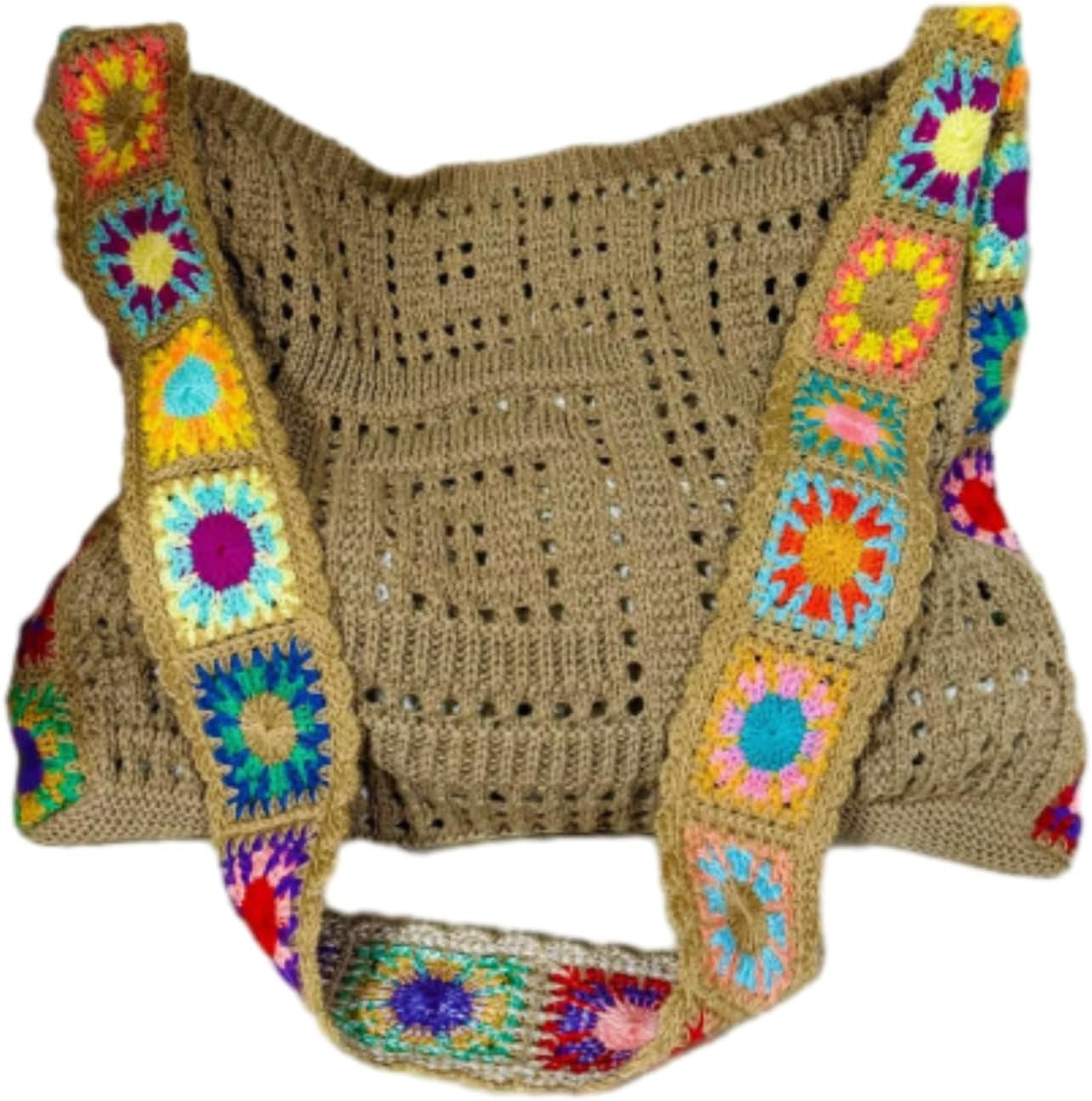 Women'S Boho Embroidery Crossbody Bag Hollow Out Crochet Knit Shoulder Bag Knited Bag Handbag Summer Beach Tote