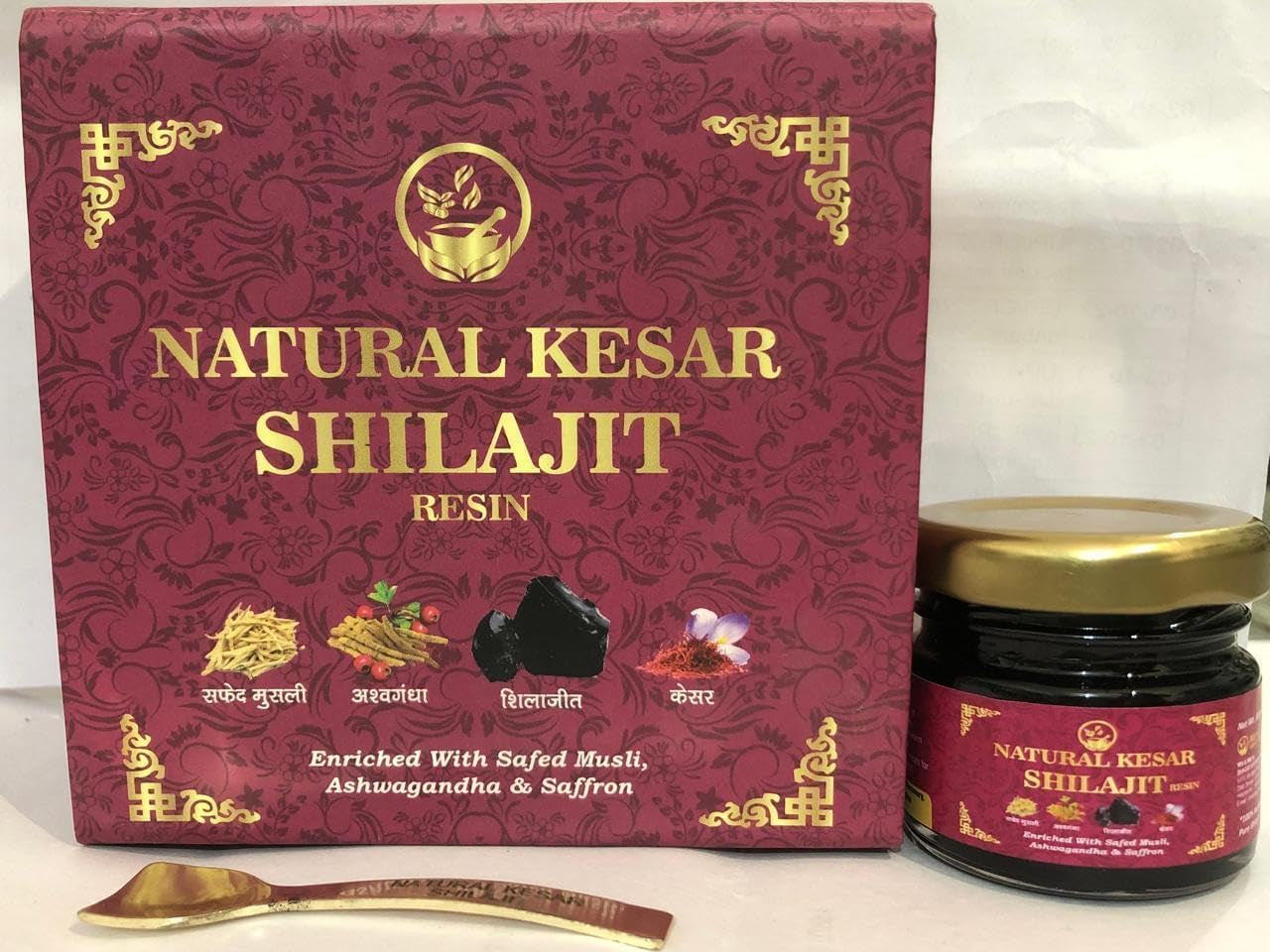 Generic Natural Kesar Shilajit 100% Authentic & Pure Shilajit Resin Pure Enriched with Safed Musli, Ashwagandha & Saffron (.20-Pounds) (Pack of 2)