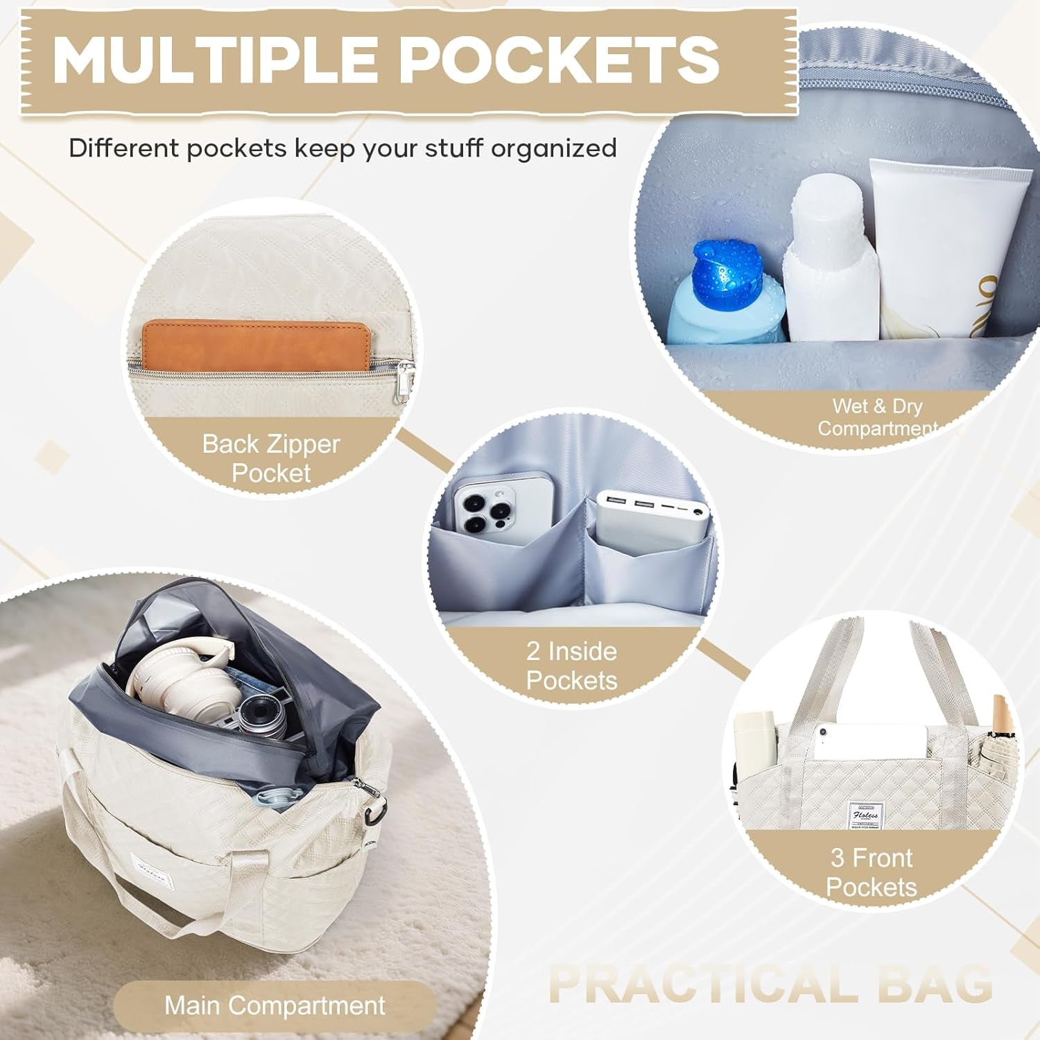 Vacuum Travel Bag with Pump, Vacuum Seal Bags for Clothing, Hospital Tote Bag for Labor and Delivery, Expandable Weekender Mommy Bags Women, Overnight Carry on Bag