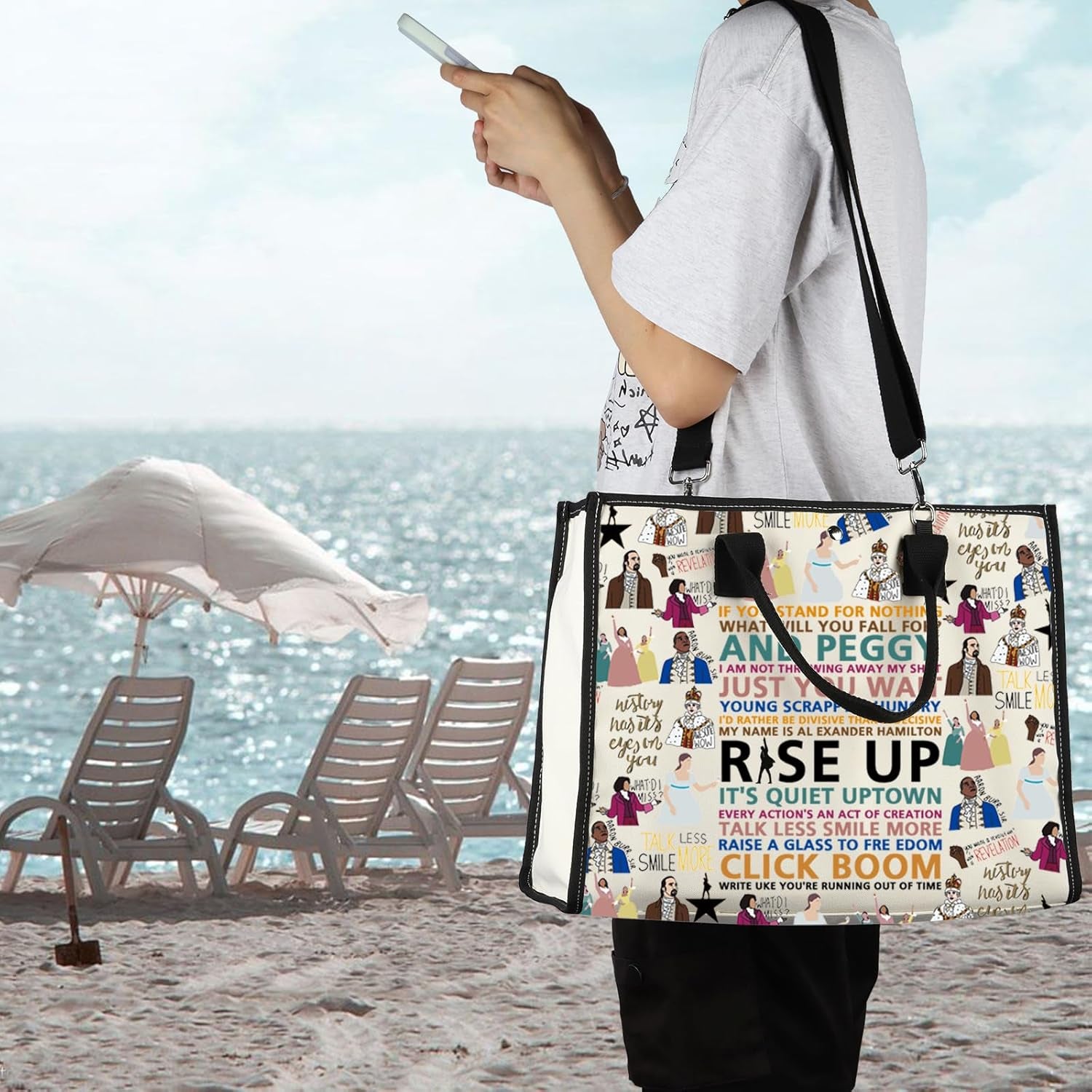 FOTAP Musical Movie Quotes Tote Bag Musical Inspire Shoulder Bag Drama Musical Lover Gift