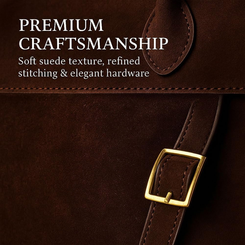 [15 In] Suede Tote Bag for Women Large Retro Top Handle Shoulder Handbag Leather Work Tote Bags for Office Travel