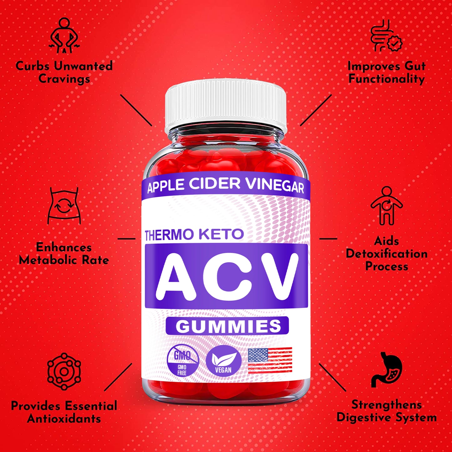 (1 Pack) Thermo Keto ACV Gummies - Thermo Keto Gummies, Weight Loss - 60 Gums