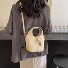 Women Bucket Bags PU Leather Hobo Bag Fashion Shoulder Crossbody Vintage Tote Small Handabg Purse (Beige, W23*H15*D13 Cm)