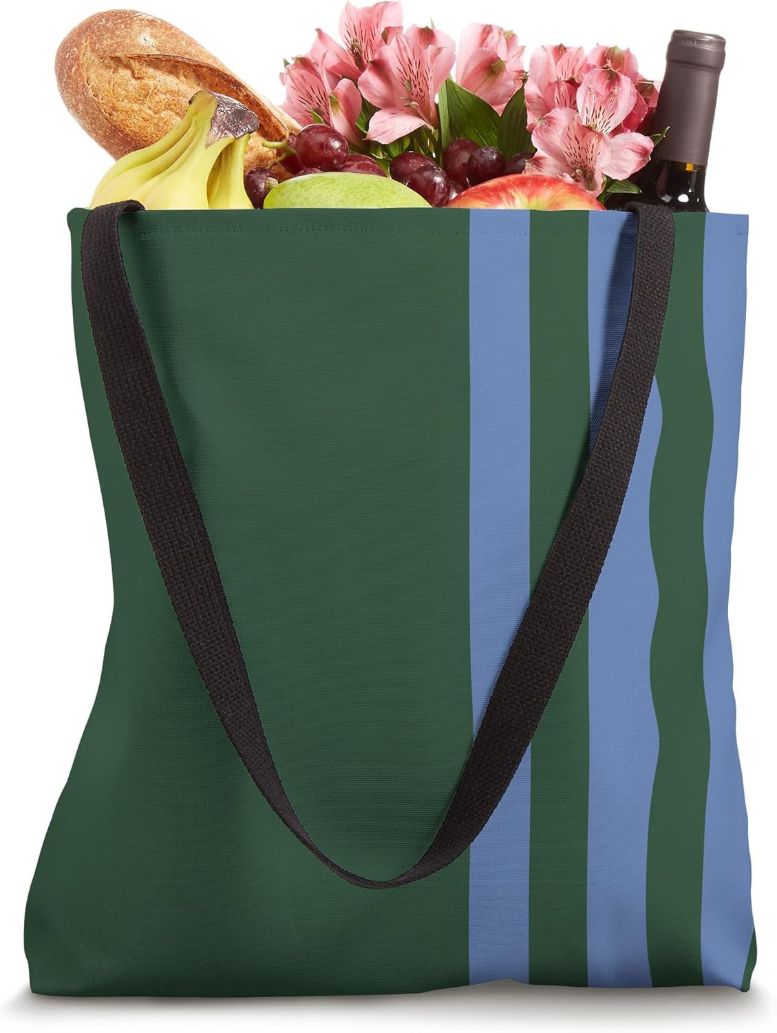 Blue and Green Stripes Simple Three Lines Modern and Sporty Tote Bag