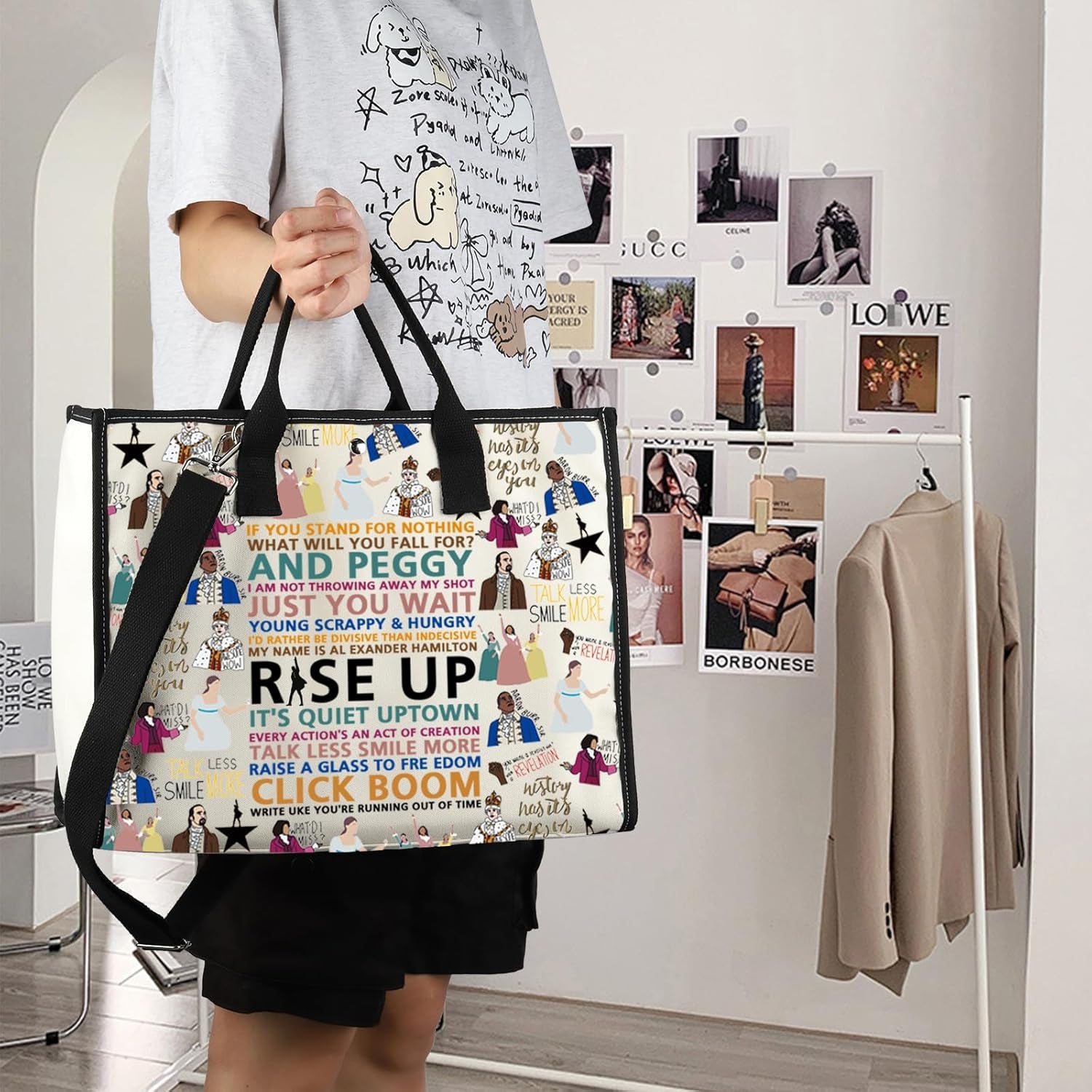 FOTAP Musical Movie Quotes Tote Bag Musical Inspire Shoulder Bag Drama Musical Lover Gift