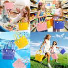 EVA Waterproof Small Rubber Beach Bag Sandproof Compact Tote for Women Men, Lightweight Rubber Travel Handbag for Pool, Gym