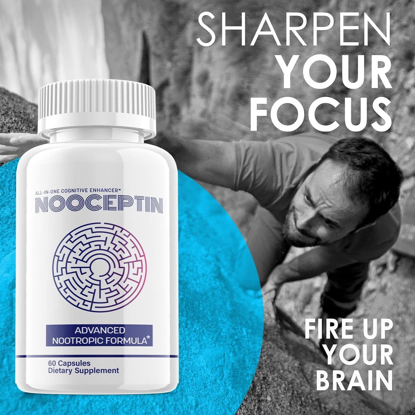 (1 Pack) Nooceptin Nootropic Supplement - Brain Productivity Support - 60 Caps