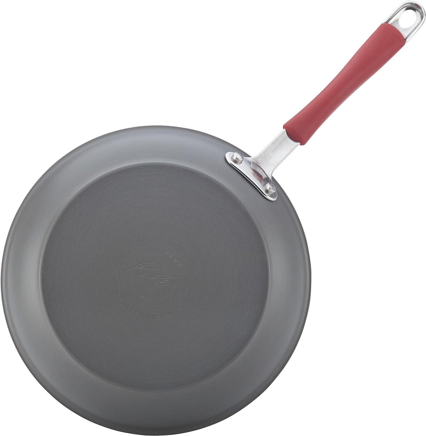 Rachael Ray - 87630 Rachael Ray Cucina Hard Anodized Nonstick Cookware Pots and Pans Set, 12 Piece, Gray with Red Handles