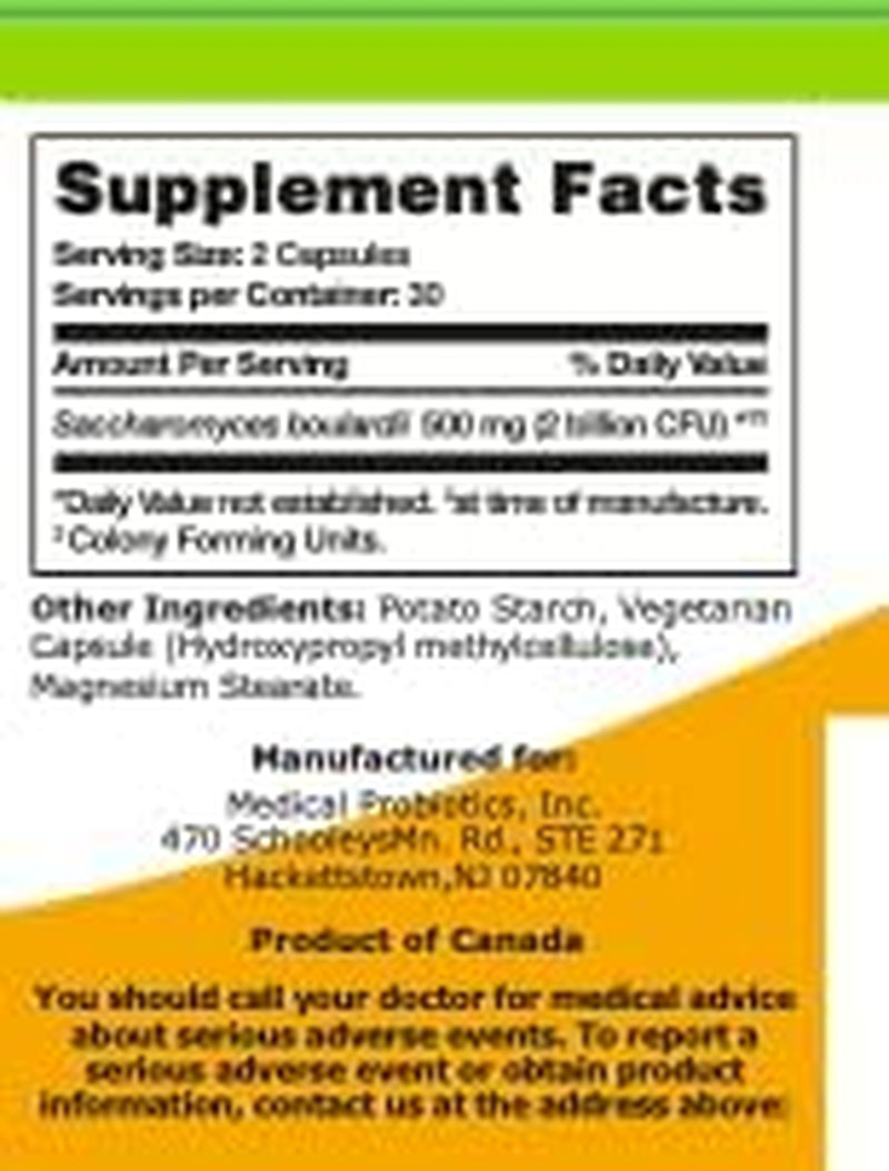 Probiotic Supplement - Saccharomyces Boulardii Supplement for All Ages - Easy to Swallow - Vegetarian Capsules - Supports Immune System & GI Health – 60 Capsules