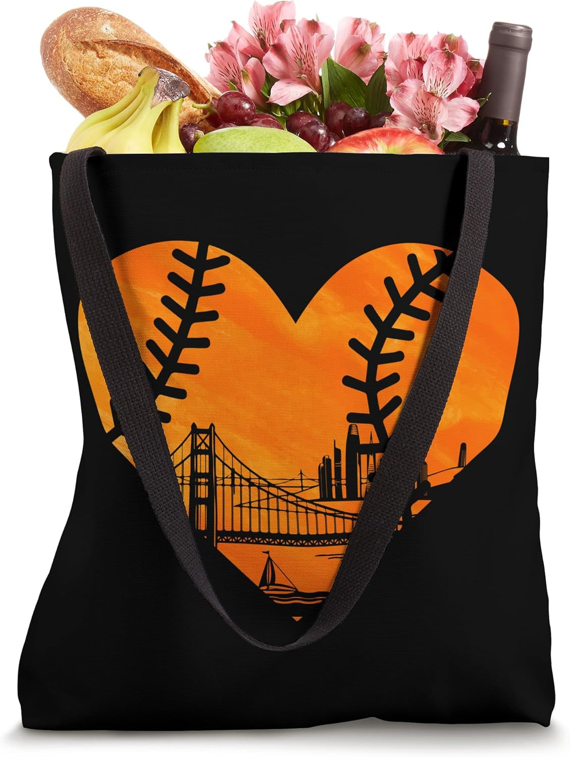 US State San Francisco Baseball Vintage Heart Tote Bag