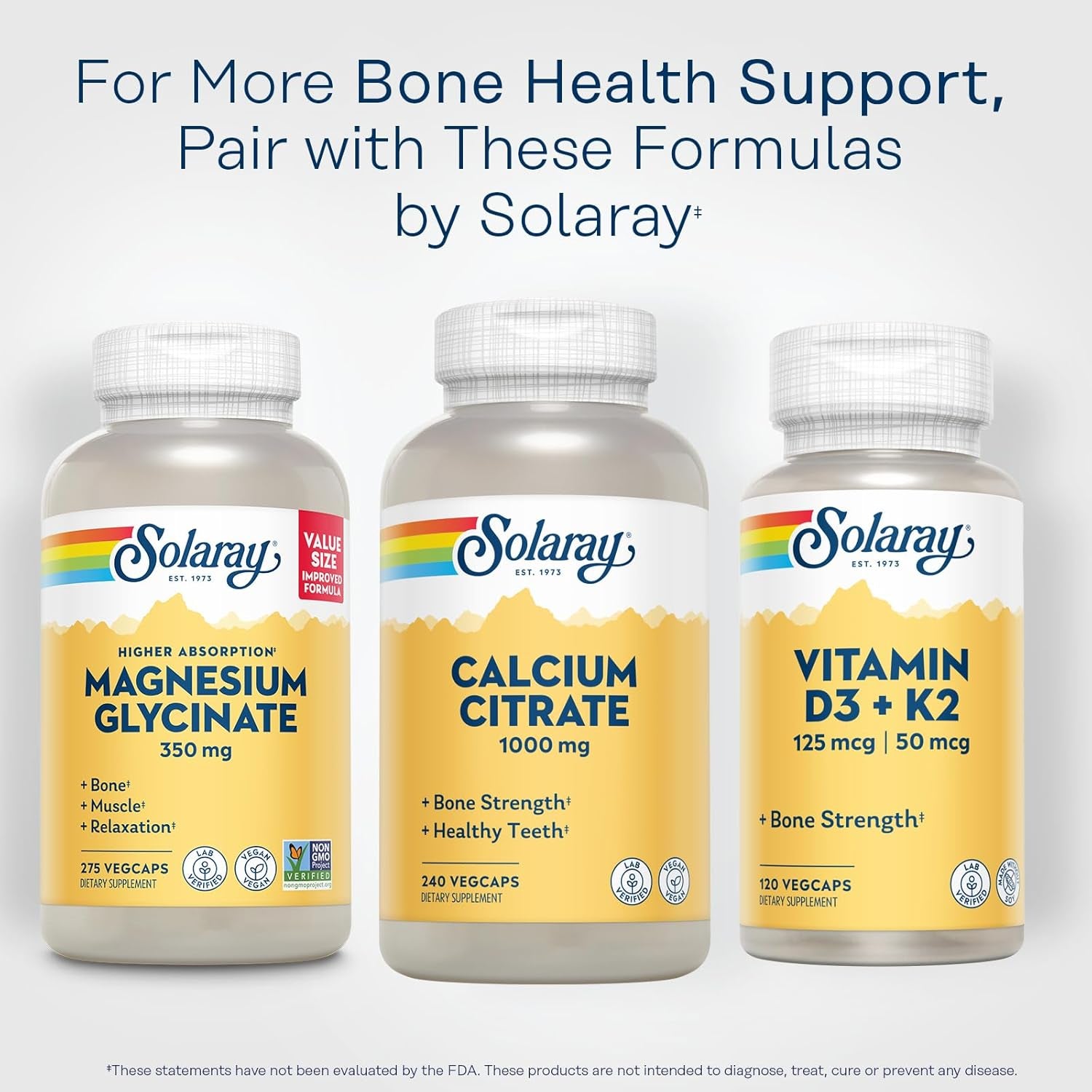 Solaray Calcium Citrate 1000Mg - Chelated Calcium Supplement - Supports Bone Strength and Healthy Teeth - Easy to Digest - 60-Day Guarantee, Vegan - 60 Servings, 240 Vegcaps