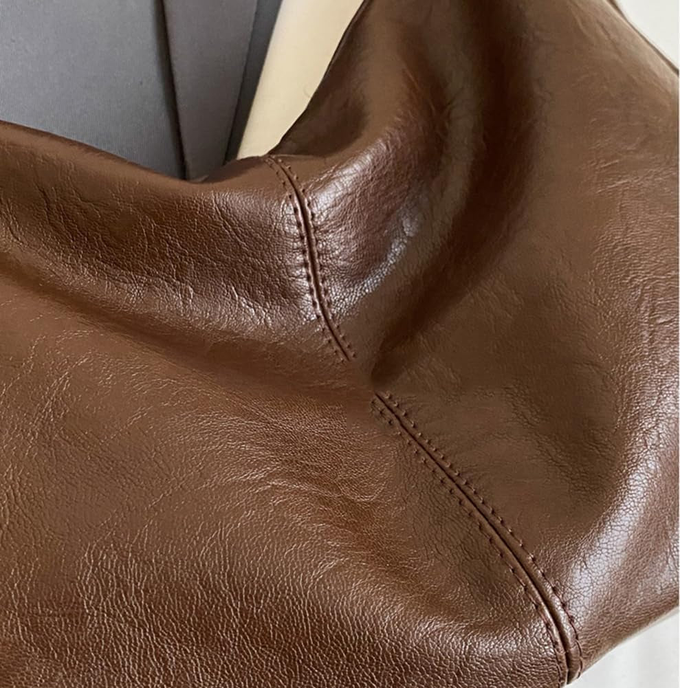 Slouchy PU Leather Hobo Bags Women Underarm Shoulder Bag Trendy Crescent Crossbody Purses College Travel Tote Handbag 2025
