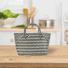 1Pc Urban Handwoven Striped Bag for Women Large Capacity Casual Tote Fashionable Plastic Shopping Bag Lightweight Woven Design for Daily Use