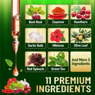 11In1 Beet Root Liquid Supplement - for Support Immune, Energy - with Vitamin D3, Vitamin K2, Hawthorn Berry, Cayenne Pepper, Garlic, Hibiscus, Olive, Red Spinach, Green Tea - 1 FL Oz - 30 Servings
