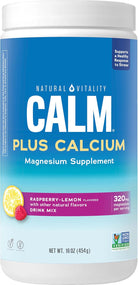 Natural Vitality Calm, Magnesium & Calcium Supplement, Drink Mix Powder Supports a Healthy Response to Stress, Gluten Free, Vegan, & Non-Gmo, Raspberry Lemon, 16 Oz