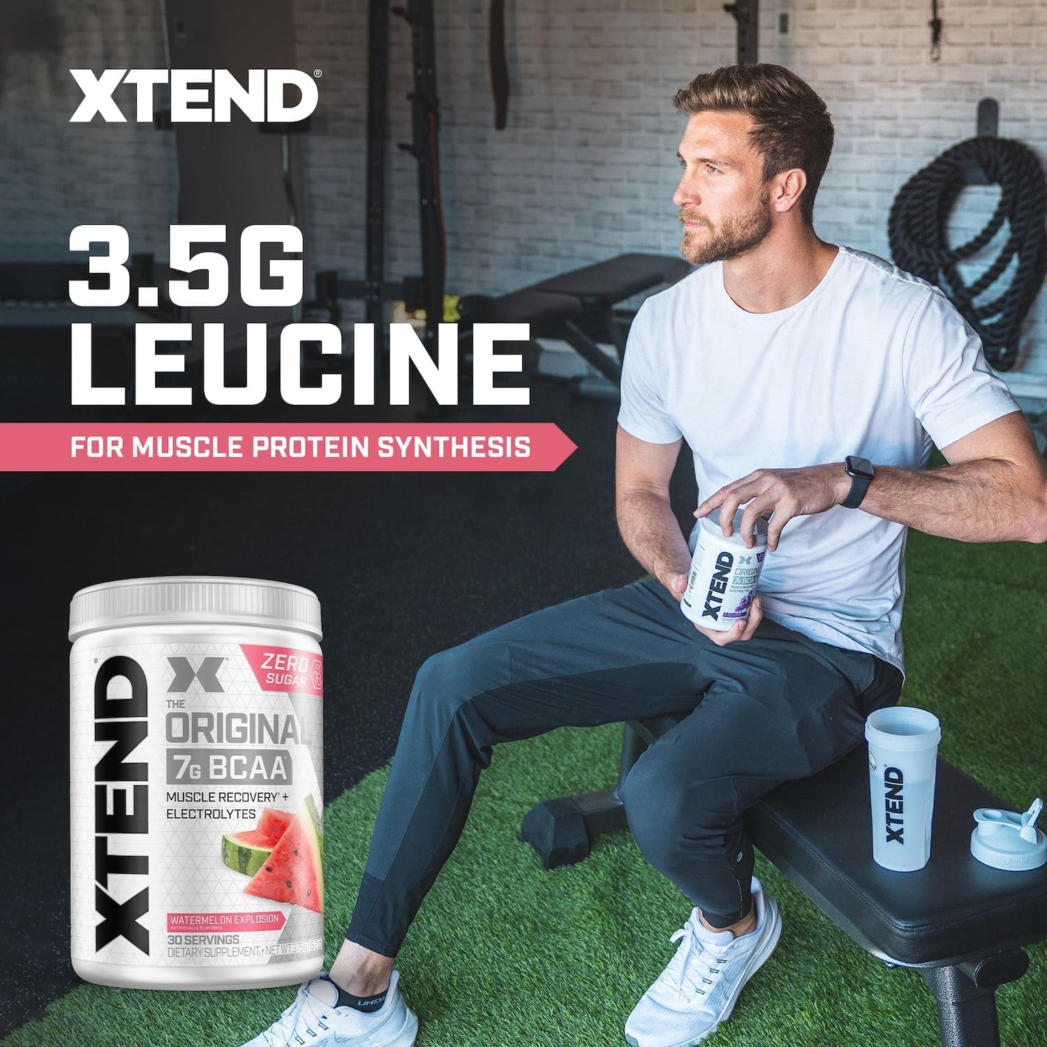 Xtend Original BCAA Powder 7G BCAA and 2.5G L-Glutamine, Sugar Free Post Workout Muscle Recovery Drink with Amino Acids for Men & Women, 30 Servings