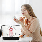 3 Pcs Pigs Lover Gift for Women Pink Pig Canvas Tote Bag Travel Cosmetic Bags Keychain Portable Makeup Zipper Pouch with Handle Funny Piggy Shopping Birthday Vbs Housekeepers Week Gift