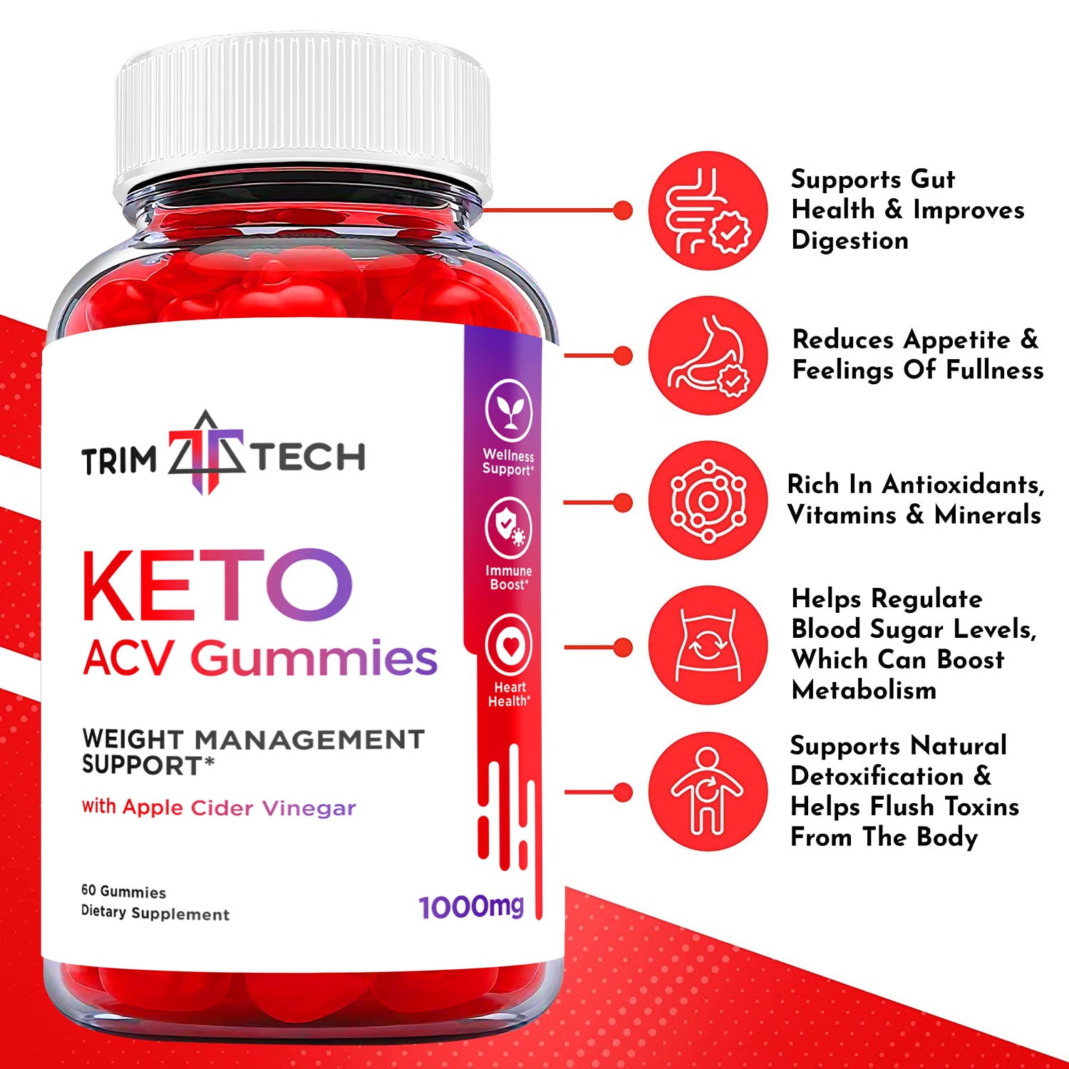 Trim Tech Keto Gummies - Trim Tech Keto ACV Gummies for Weight Loss (1 Pack)